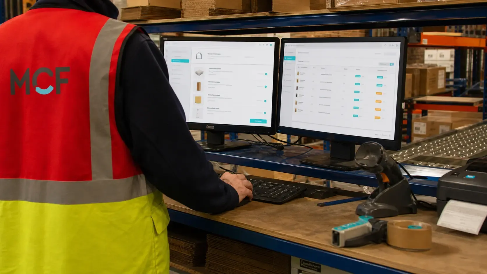 MCF warehouse system receives an eCommerce order and automatically allocates stock for picking.